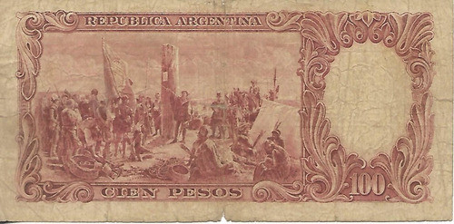Botero# 2033 $ 100 Pesos Moneda Nacional Serie A B- Palermo 1