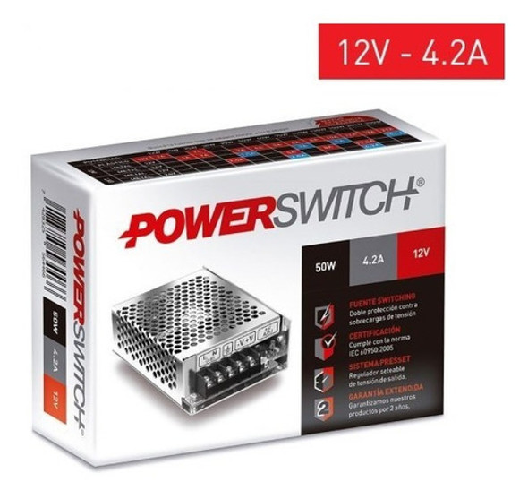 Fuente Alimentacion 12v 4a 50w Switching Metalica Perforada 1