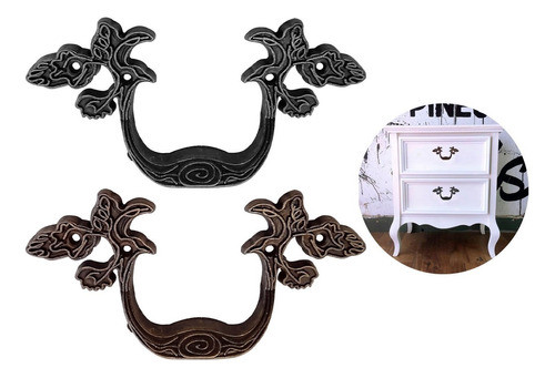 Tirador Manija Provenzal 115mm Zamak Vintage Mueble Cajón 0