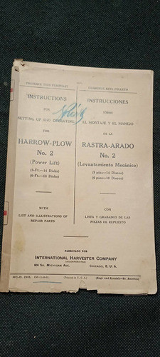 Catalogo Antiguo Montaje Rastra Arado International 0