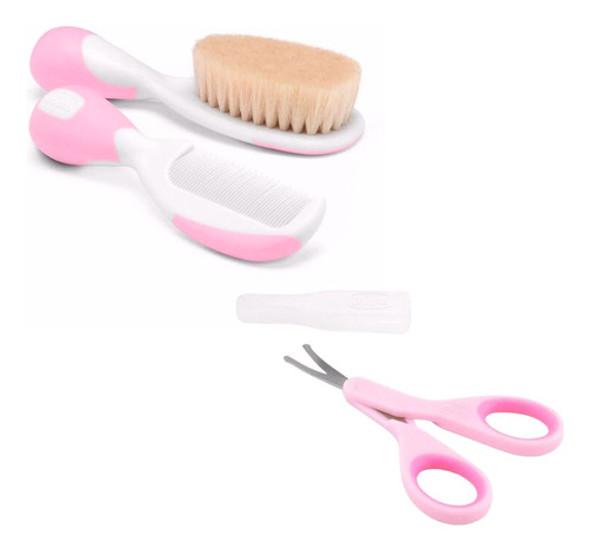 Kit Higiene Chicco Tesoura E Pente E Escova Cerdas Naturais 1