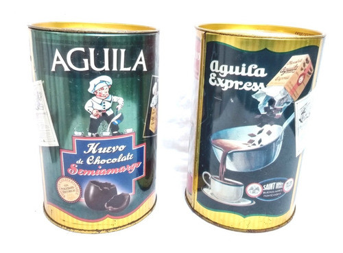 2 Latas Chocolate Águila Litografiadas 17cm - Coleccionables 0
