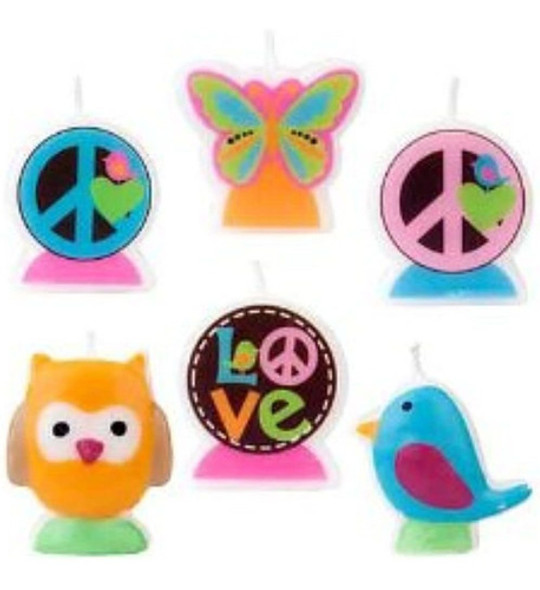Mini Velas Moldeadas De La Torta Del Polluelo Del Hippie 6ct 0
