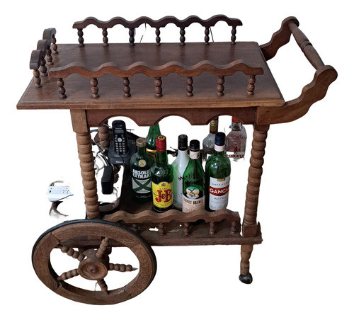 Carrito Bar Algarrobo Torneado -único Excelente Oportunidad! 0