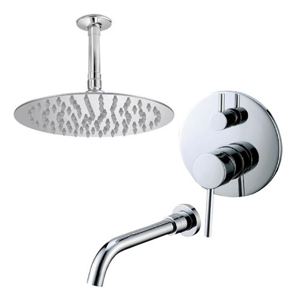 Set Ducha Monocomando Transf. + Flor Redonda 20 Caño Techo 0