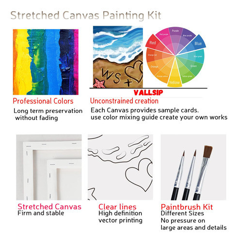 Kit De Pintura En Pareja, Lienzo Pre-dibujado 20x25 Cm 1
