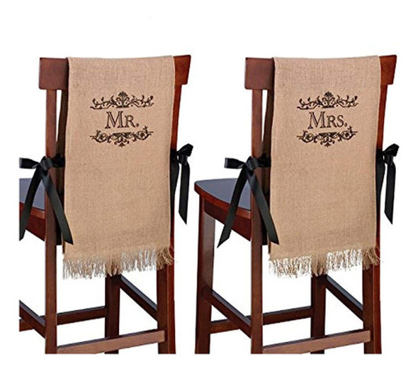 ~? Lillian Rose Mrs. Rustic Burlap Chair Covers Decor (wf565 0