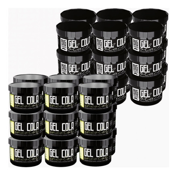 Gel Cola Big Barber 300g Metade Black + Incolor Caixa 36 Und 0