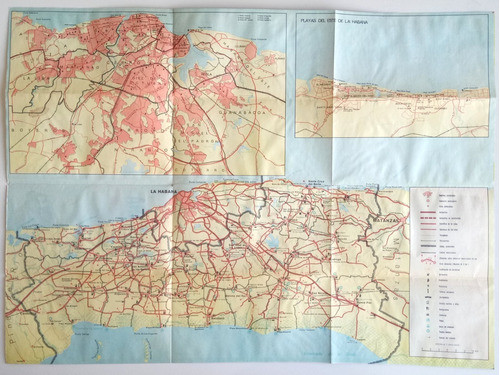 Mapa Plegable De Carreteras La Habana Cuba 1987 Inst. Cubano 1
