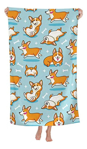 Mihain Divertida Toalla De Playa Corgi De 0