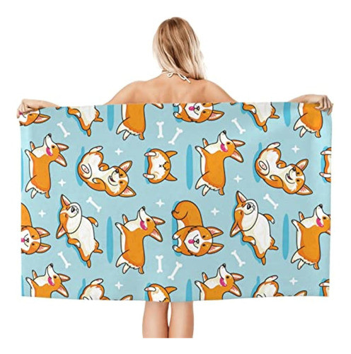 Mihain Divertida Toalla De Playa Corgi De 1