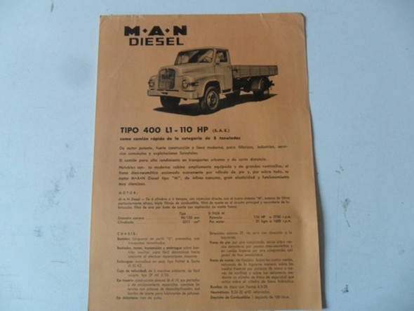 Folleto Camion M.a.n. Man Antiguo 400 No Manual  Diesel 0 Folleto Camion M.a.n. Man Antiguo 400 No Manual  Diesel 0