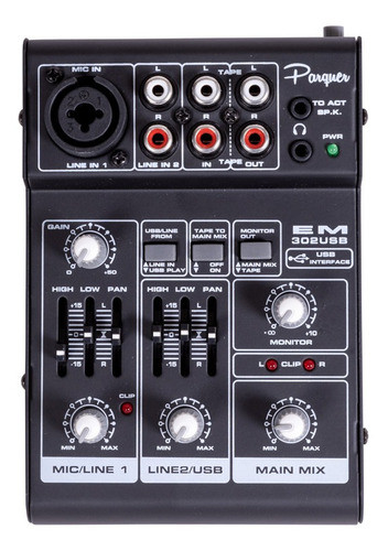 Consola Mixer Portatil 3 Ch Parquer Em-302usb 1