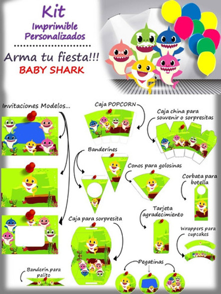 Kit Personalizado Baby Shark Para Imprimir 1 Kit Personalizado Baby Shark Para Imprimir 1