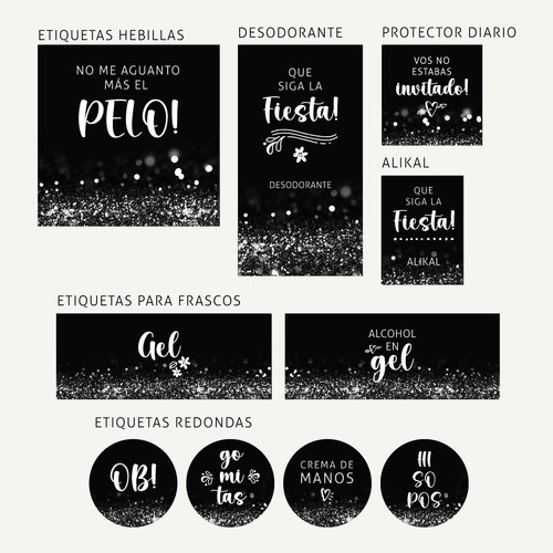 Kit Imprimible Emergencia Para Baño Glitter - Fiestas 1