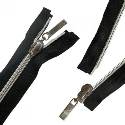 Zíper Destacável Aluminizado - Preto/prata - C/10 - [ 55cm ] 0