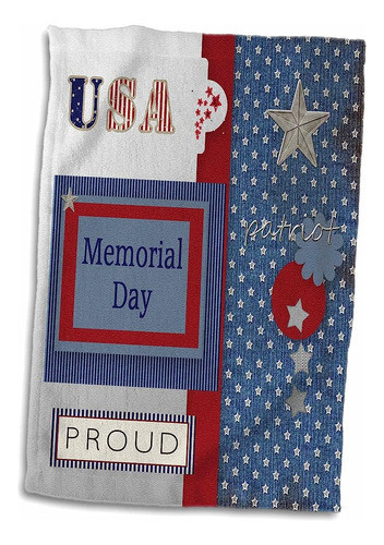 3d Rose Patriotic Stars And Words En Azul-plata-blanco Y Roj 0