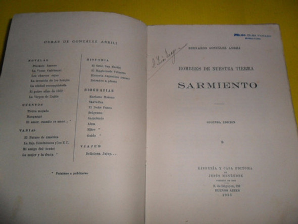 Sarmiento Hombres De Nuestra Tierra B. Gonzalez Arrili 1938 1