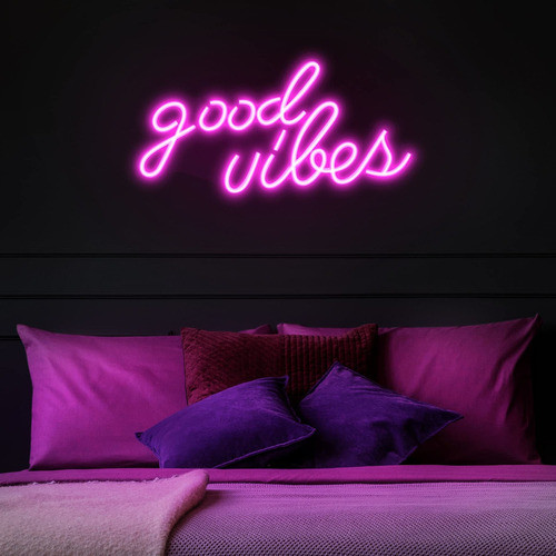 Olekki Letrero De Nen Rosa Good Vibes - Luces De Nen Para 1