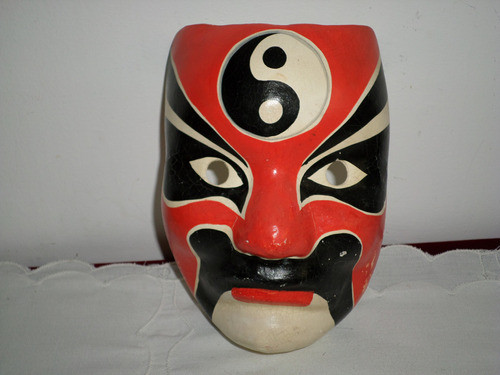 Antigua Mascara Oriental Papel Macche China Kabuki Opera 1