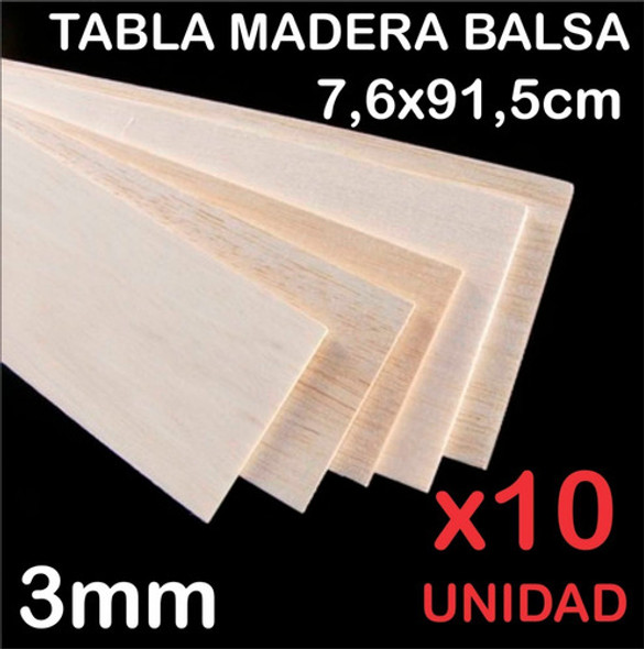 10 Plancha 7,6x91,5cm Madera Balsa 3mm Artesanias Maqueta 1