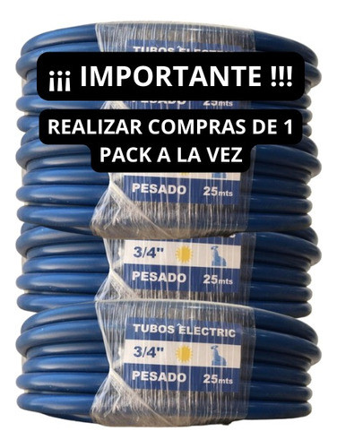 Combo X4 Mangueras Electricidad Caño Pvc Azul 3/4 20mm X25m 1