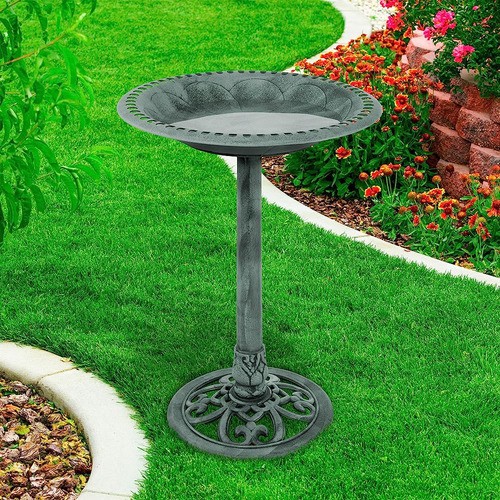 Pure Garden Hw1500106 Baño De Pájaro De Resina Con Diseño An 1