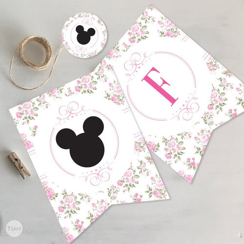 Kit Imprimible Mickey Minnie Flores Editable Tukit 1
