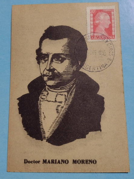 Tarjeta Mariano Moreno Con Estampilla Eva Perón 0