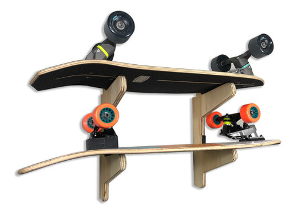 Suporte 2 Skates Cruise Longboard Horizontal Parede 0