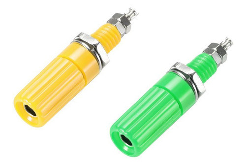 Conectores Hembra 4mm Banana Chasis 1 Amarillo + 1 Verde 20a 0