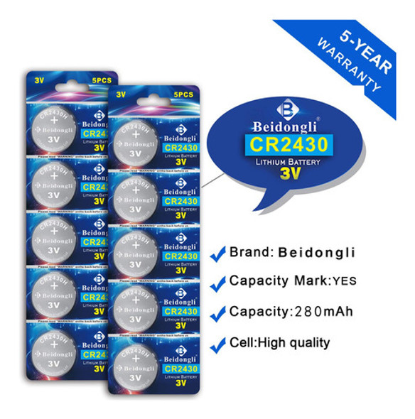 Beidongli Cr2430 - Bateria De Litio De 3 V, Bateria De Larga 1