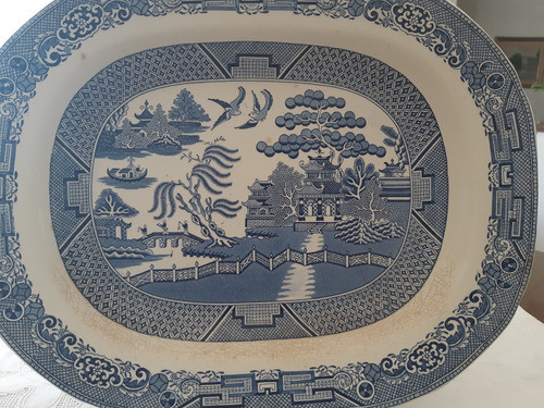 Fuente Antigua Willow Inglesa Diseño Oriental Azul/blanco 1