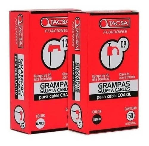 Grampas N°6 Tacsa Para Cable Coaxil Caja X 50 Uds Blanco 0