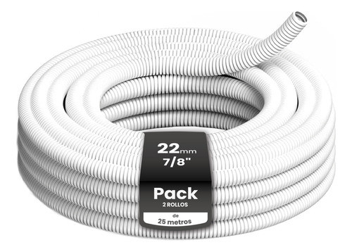Caño Corrugado Blanco Genrod 7/8  22mm Pack X2 Rollos X25mts 0