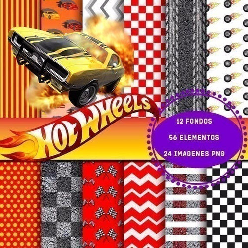 Kit Imprimible Hot Wheels  12 Fondos 80 Png Ver Promo 1