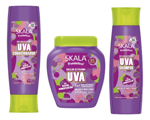 Skala Kit Shampoo+acondicionador+crema 2 En 1 Uva 0