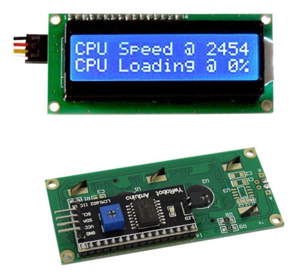 Display Lcd 1602 16x2 Azul Hd44780 Con I2c Soldado Arduino 0