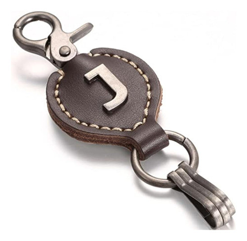 Leather Keychain For Men, Single Letter Alphabet 0