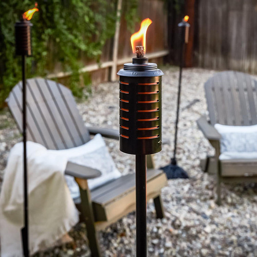 Antorcha Tiki 1 6mts Decoración Exterior Metal Negro Naranja 1