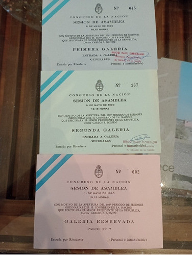 Entradas 108 Periodo De Sesiones Primera De Carlos Menem 0