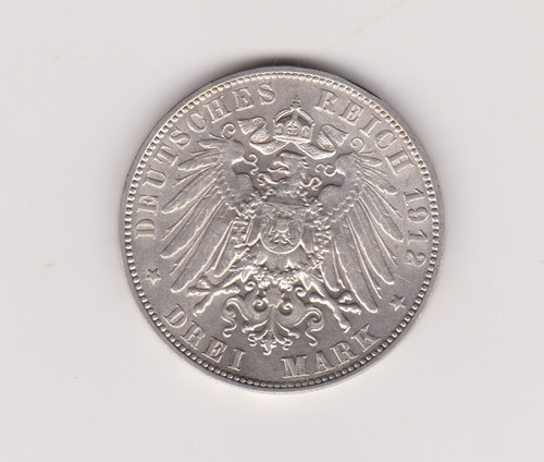 Moneda Alemania 3 Marcos Año 1912 E Excelente ++ 0