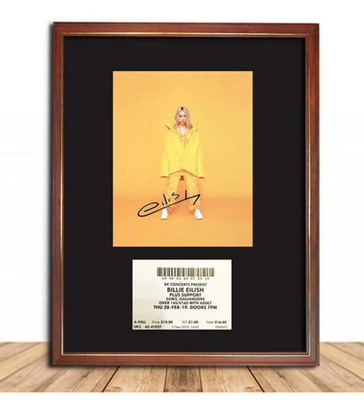 Billie Eilish Foto Firmada Y Entrada En Cuadro Para Colgar 0