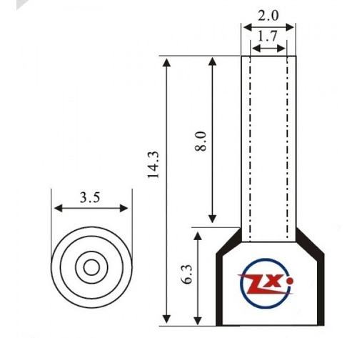 1000 X Terminal Tubular Tipo Ilhós Isolado 1,5mm Vm E-1508 1