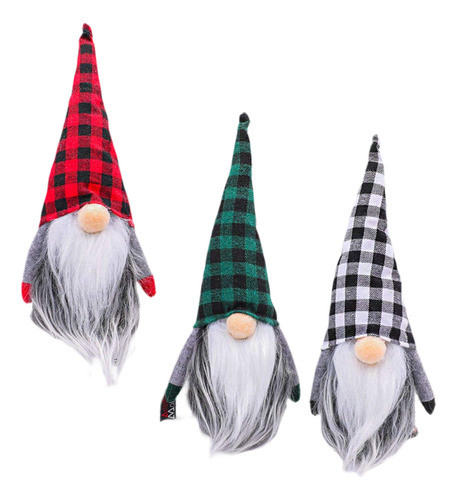 Decoraciones Navideñas Gnomos Rojo Verde Blanco 3 Unidades 0
