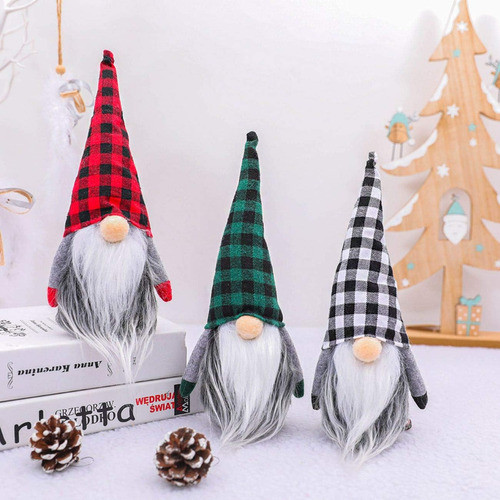 Decoraciones Navideñas Gnomos Rojo Verde Blanco 3 Unidades 1
