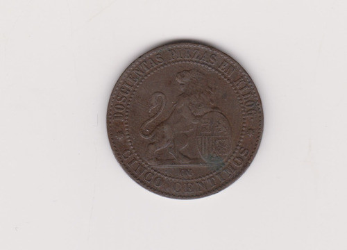 Moneda España 5 Centimos Año 1870 Muy Bueno 1