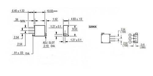 X5 Preset Vertical Cermet 3296x 25 Vtas 50k Ohms Lineal 3296 1