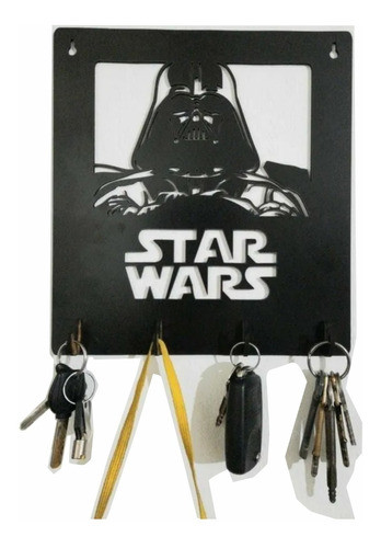 Porta Llaves/barbijos  Star Wars Calado Madera Negro 0