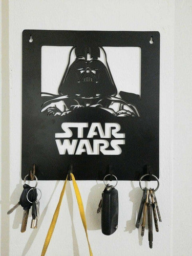 Porta Llaves/barbijos  Star Wars Calado Madera Negro 1